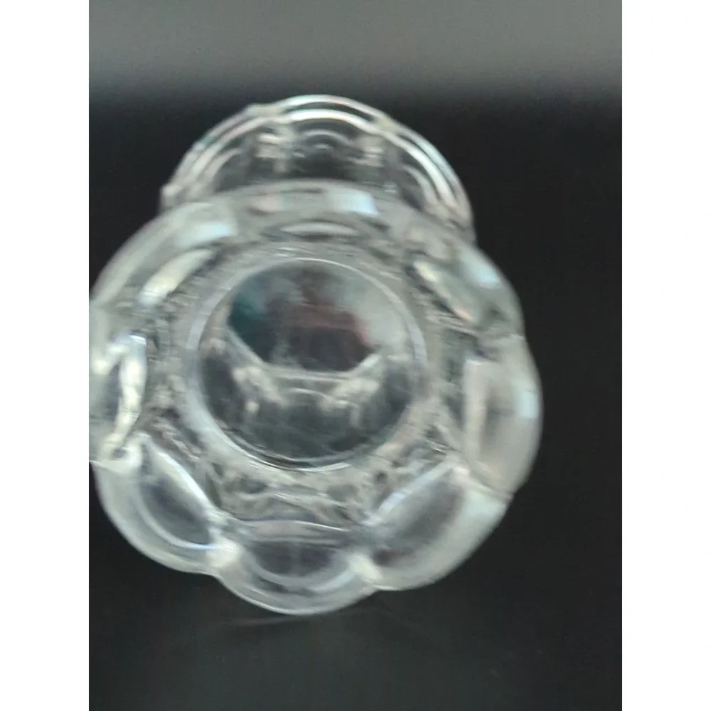 Vintage Clear Pressed Glass Toothpick Holder Mini Bud Vase Scalloped Fluted